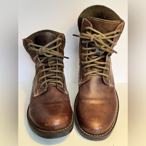 RED TAPE Plain Toe w/Knitted Cuff Leather Hiking Boots - Men's Size 9 - Brown - Picture 1 of 12